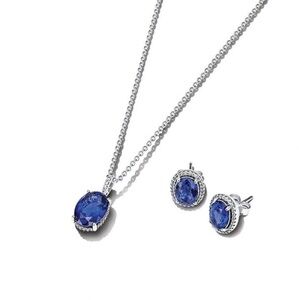 PANDORA Sparkling Statement Halo Pendant Necklace and Halo Stud Earrings (set)